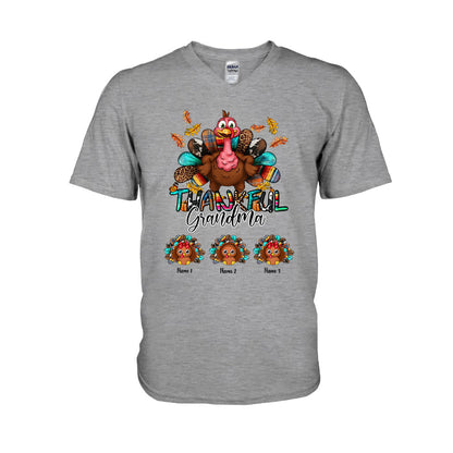 Thankful Grandma - Personalized Thanksgiving T-shirt and Hoodie