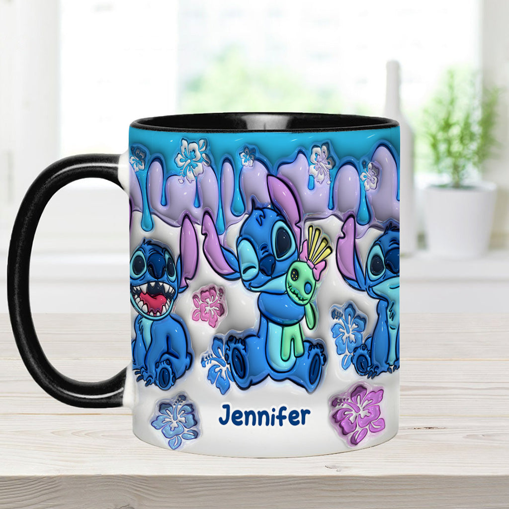 Blue Ohana Hugging - Personalized Ohana Accent Mug
