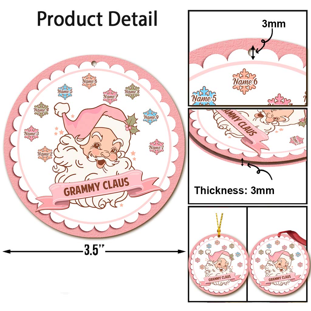 Grammy Claus Lil' Snowflakes - Personalized Christmas Ornament (Printed On Both Sides)