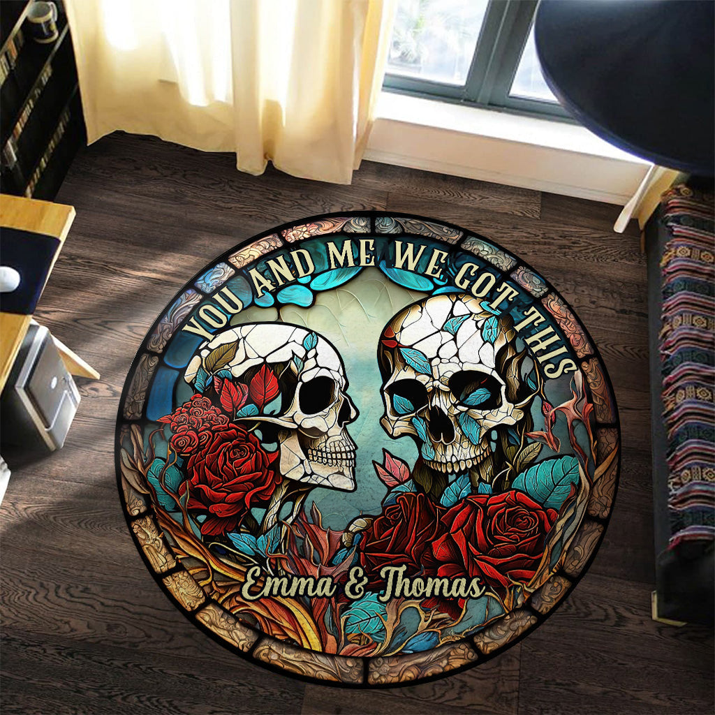 Skull Couple - Personalized Skull Round Rug
