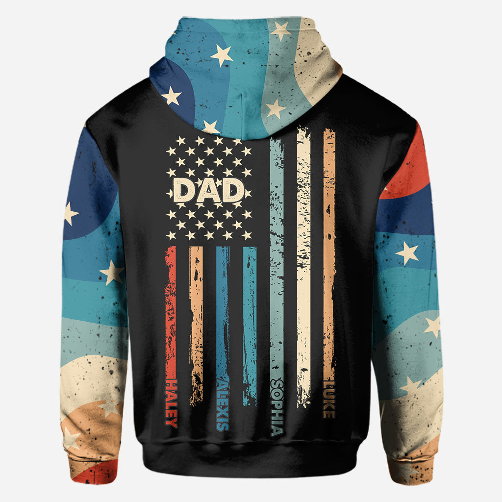 Stars And Stripes - Personalized Independence Day Father All Over T-shirt and Hoodie