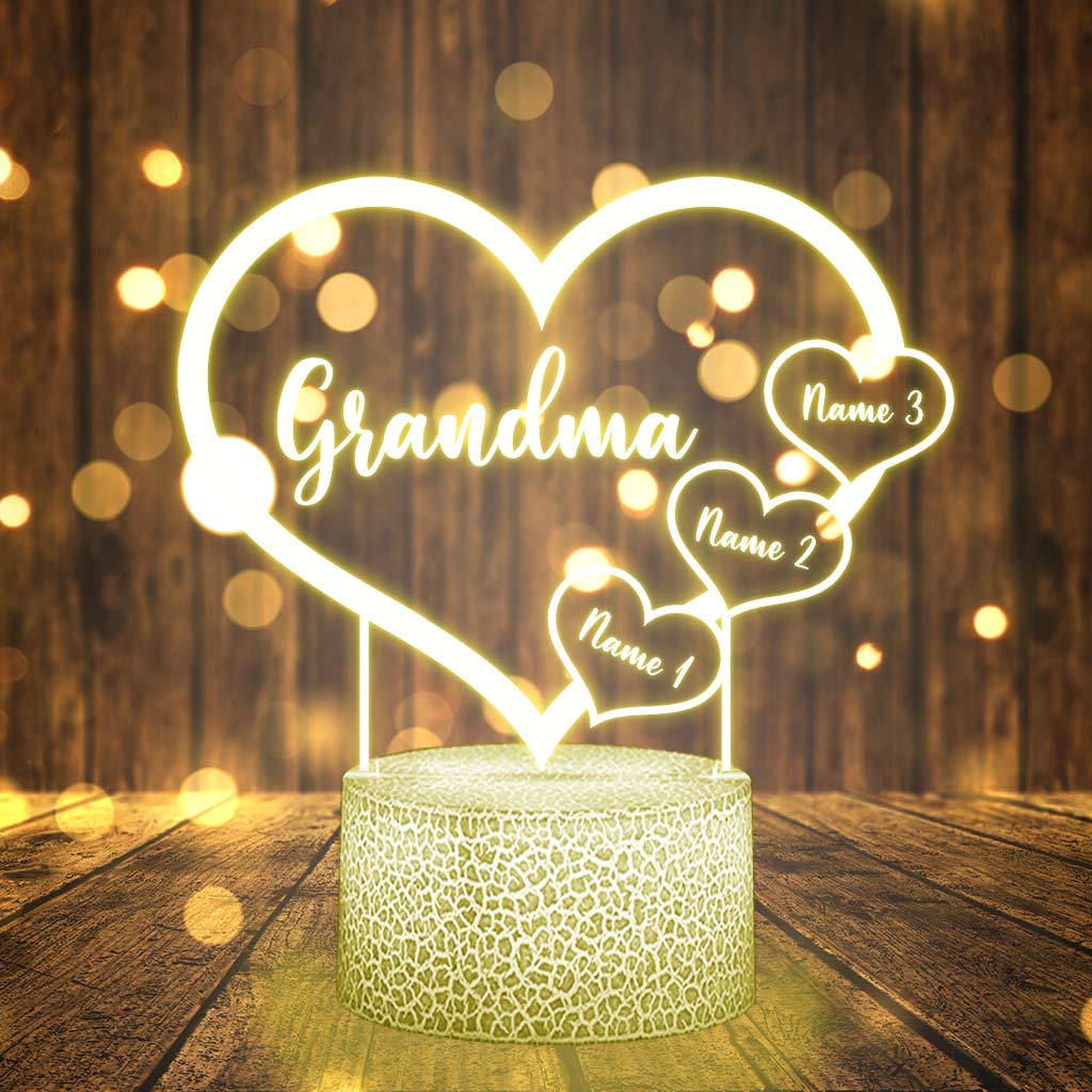Grandma Heart - Personalized Shaped Plaque Light Base