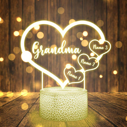 Grandma Heart - Personalized Shaped Plaque Light Base