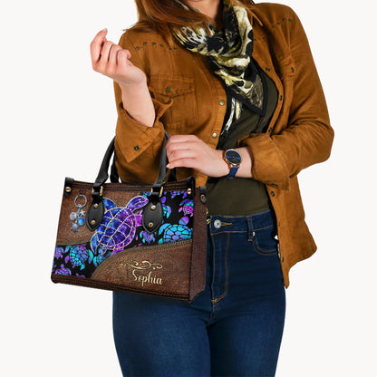 Salty Lil' Beach - Personalized Turtle Leather Handbag