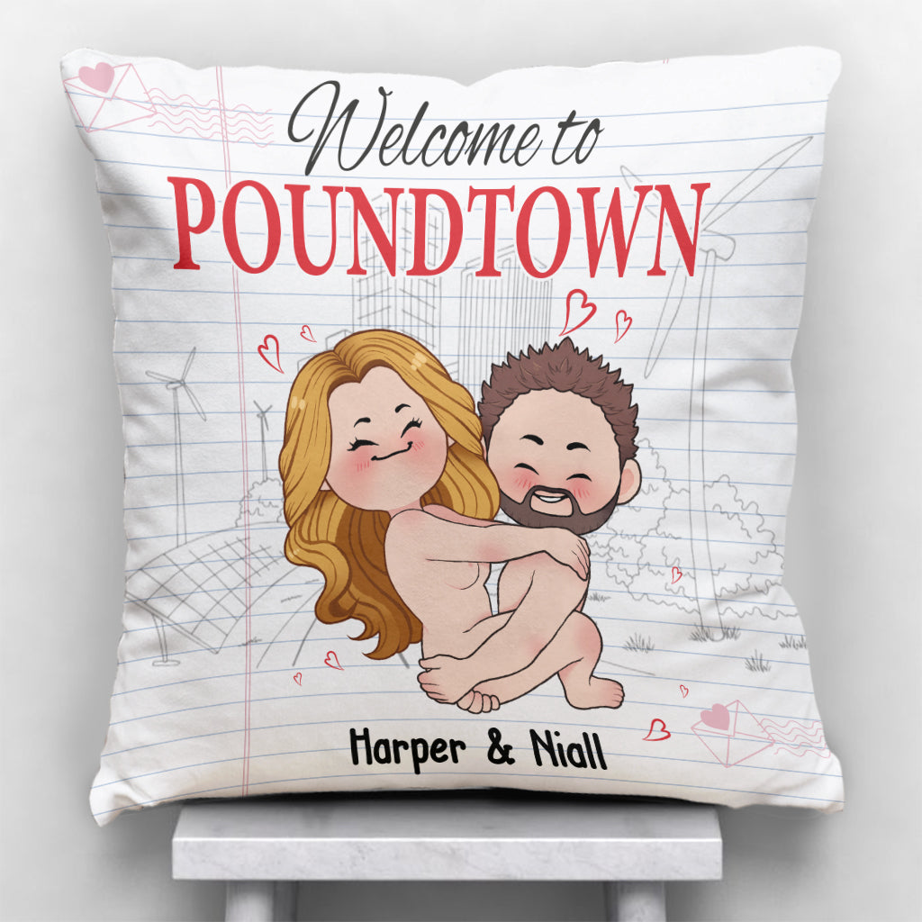 Welcome To The Poundtown Inappropriate Adult - Personalized Couple Throw Pillow