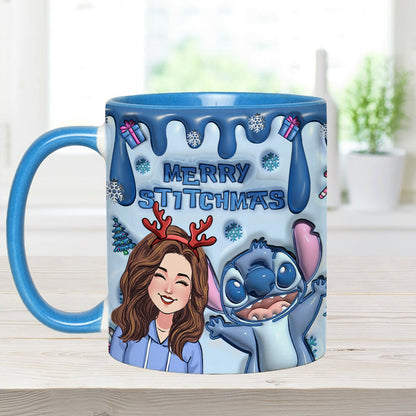 Ohana Merry Stitchmas - Personalized Ohana Accent Mug