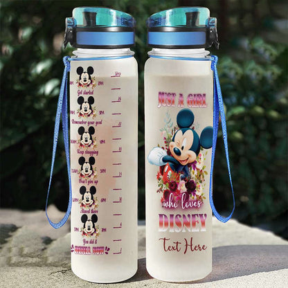 Just A Girl Who Loves - Personalized Mouse Water Tracker Bottle
