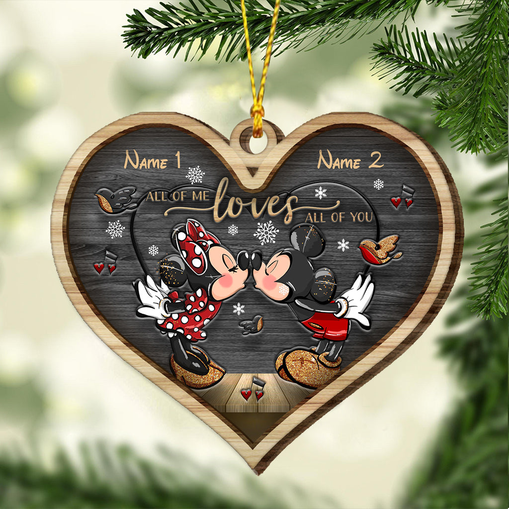 All Of Me Loves All Of You - Personalized Christmas Mouse Layered Wood Ornament