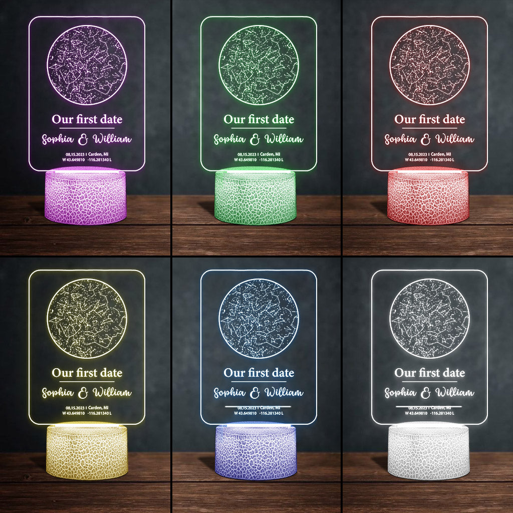 Our First Date - Personalized Couple Shaped Plaque Light Base