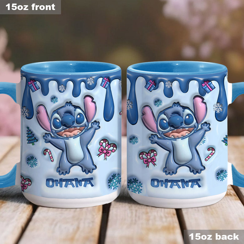 Ohana Blue Inflated Merry Stitchmas - Ohana Accent Mug