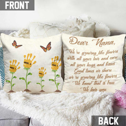 We Are Growing Like Flowers - Personalized Mother's Day Grandma Throw Pillow
