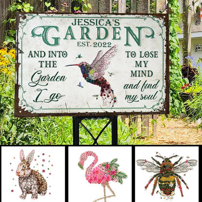 Into The Garden I Go - Personalized Gardening Rectangle Metal Sign
