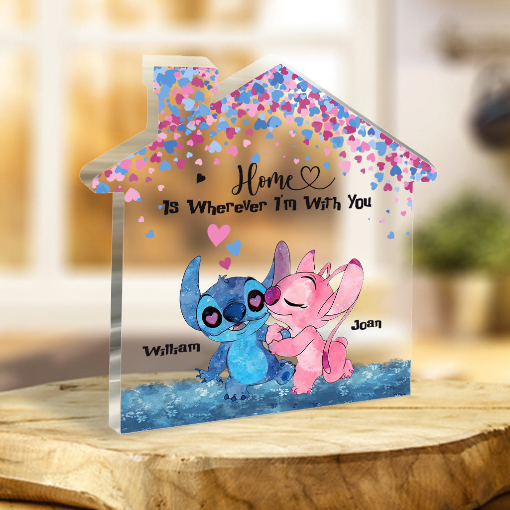 Home Is Wherever I'm With You - Personalized Couple Ohana Custom Shaped Acrylic Plaque