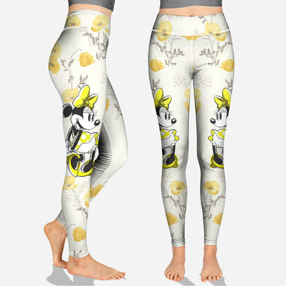 Yellow Floral - Personalized Mouse Cross Tank Top and Leggings