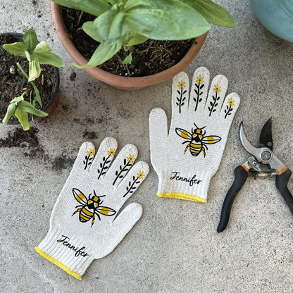 Love Gardening Bee Radish Lavender Carrot - Personalized Gardening Garden Gloves