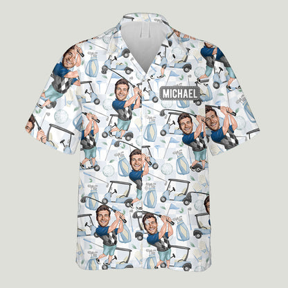 Photo Inserted Funny Golfer - Personalized Golf Hawaiian Shirt