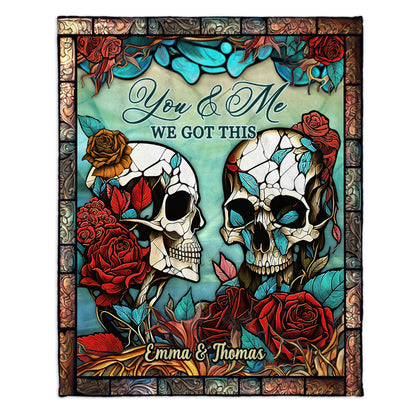 Skull Couple - Personalized Skull Blanket