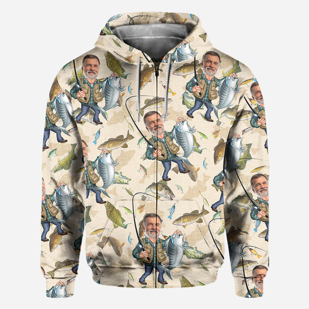 Photo Inserted Funny Fishing - Personalized Fishing All Over Shirt