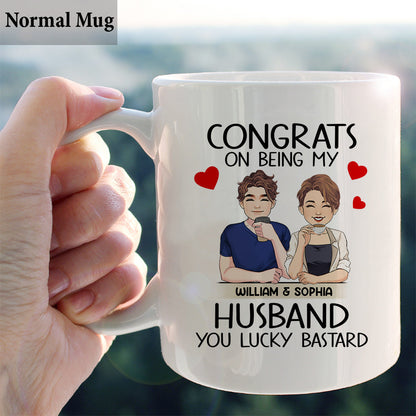 Congrat On Being My Husband/ Wife/ Girlfriend/ Boyfriend - Personalized Husband And Wife Mug