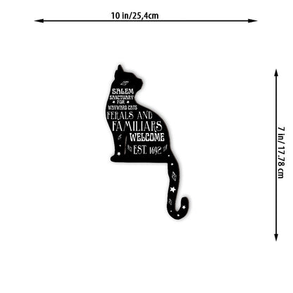 Salem Sanctuary for Wayward Cats Ferals and Familiars - Black Cat gift for witch - Door Frame Decoration