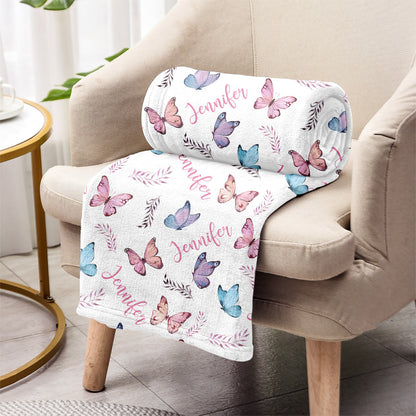 Butterfly Custom Name - Personalized Bestie Blanket