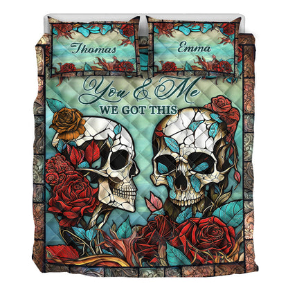 Skull Couple - Personalized Skull Quilt Set