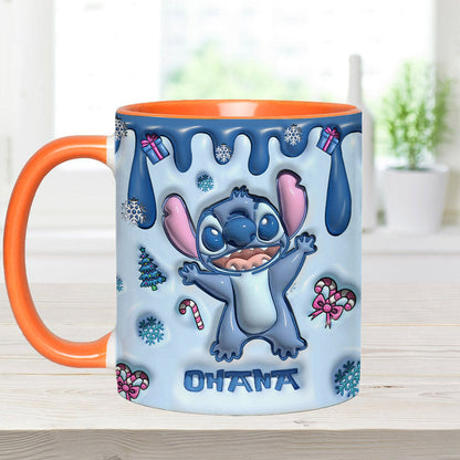 Ohana Blue Inflated Merry Stitchmas - Ohana Accent Mug