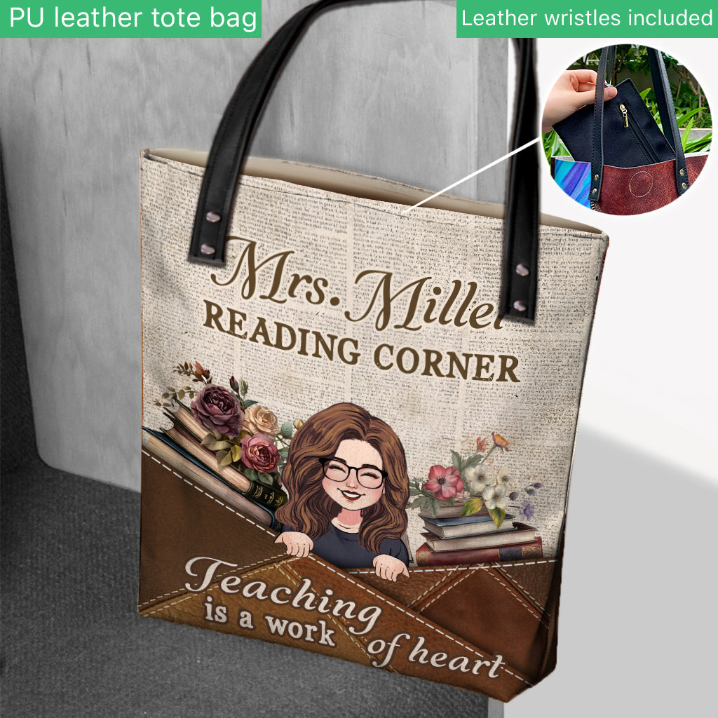 Teaching is a work of heart - Personalized Teacher Tote Bag