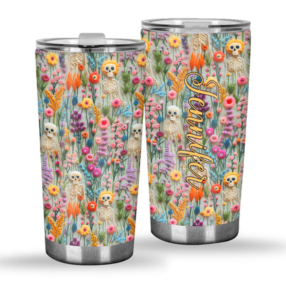 Floral Skeleton - Personalized Skull Tumbler