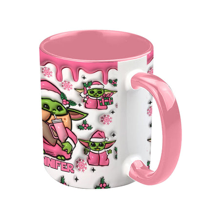 Pink Christmas The Child - Personalized The Force Accent Mug