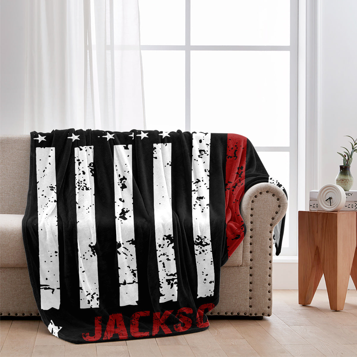 Proud Firefighter - Firefighter gift for him, dad, husband, son - Personalized Blanket