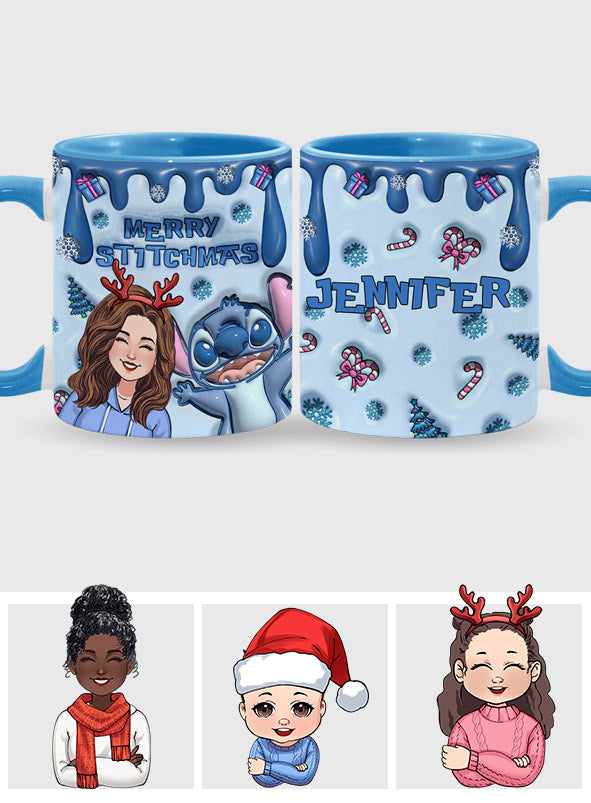 Ohana Merry Stitchmas - Personalized Ohana Accent Mug