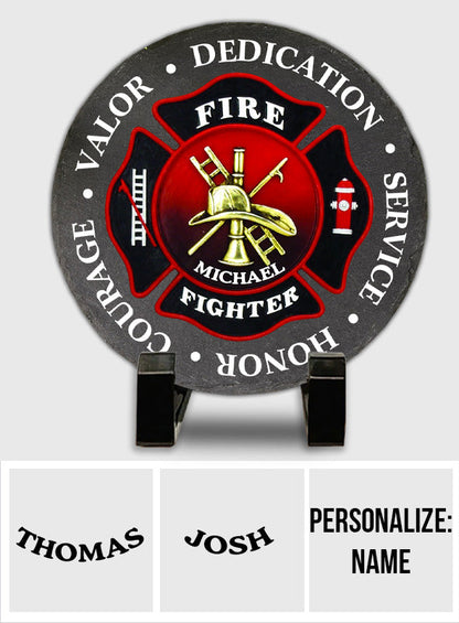Honor Firefighter - Firefighter gift for him, father, husband, son - Personalized Round Shaped Stone