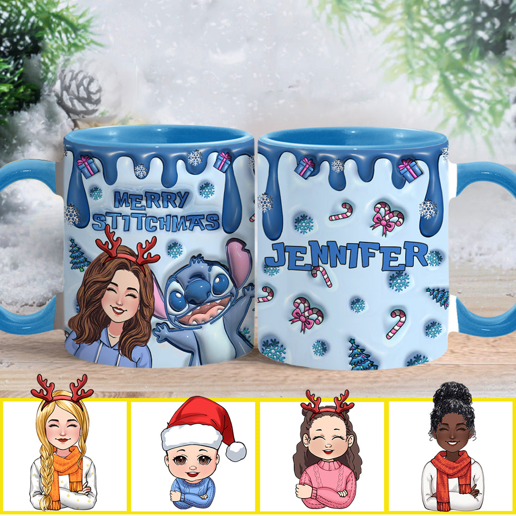 Ohana Merry Stitchmas - Personalized Ohana Accent Mug