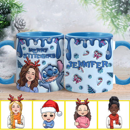 Ohana Merry Stitchmas - Personalized Ohana Accent Mug