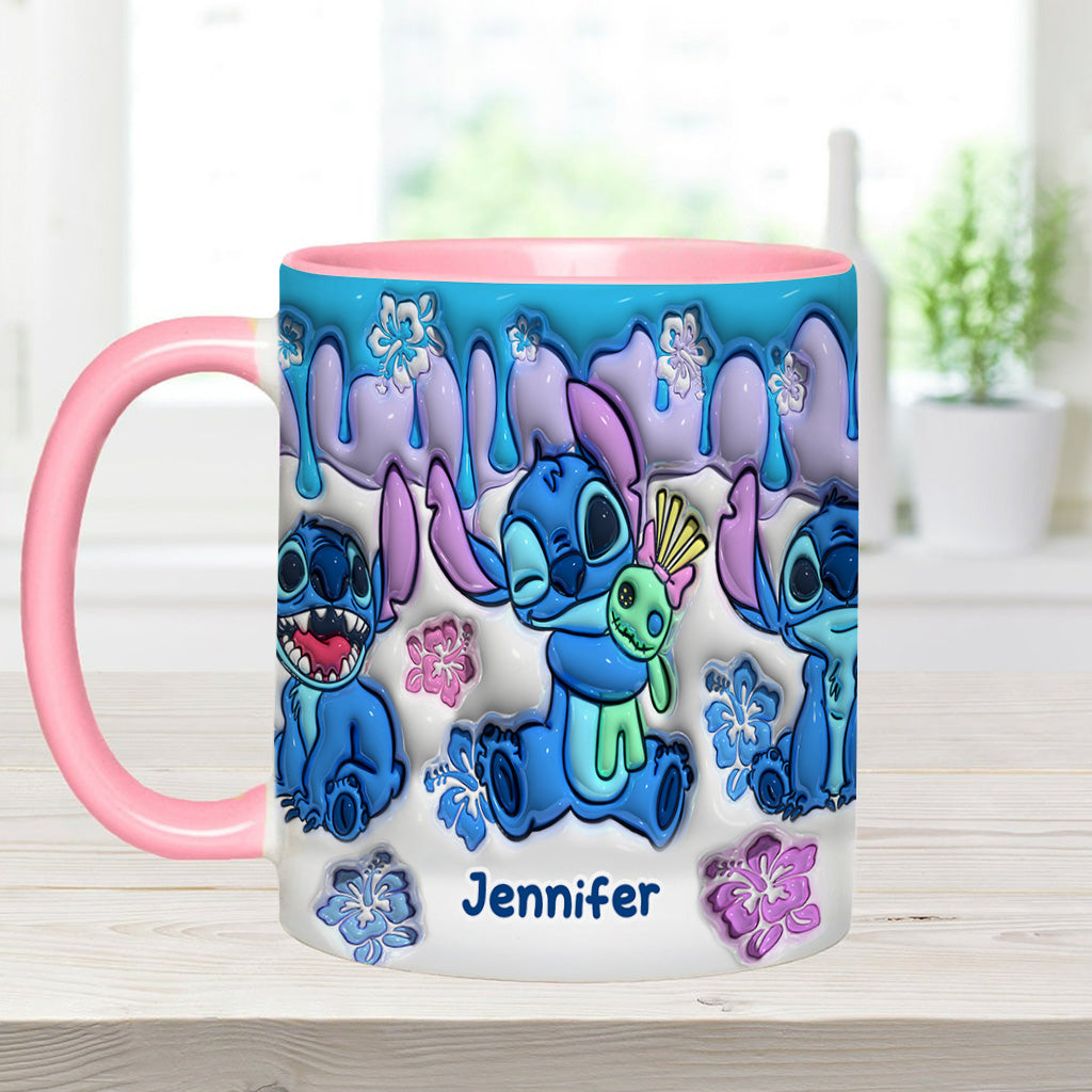 Blue Ohana Hugging - Personalized Ohana Accent Mug