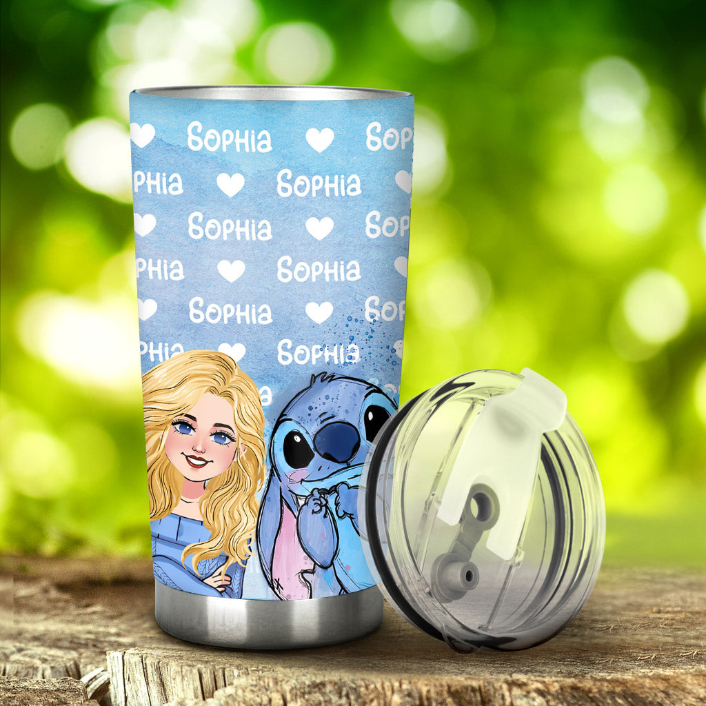 Blue Ohana Name Pattern - Personalized Ohana Tumbler