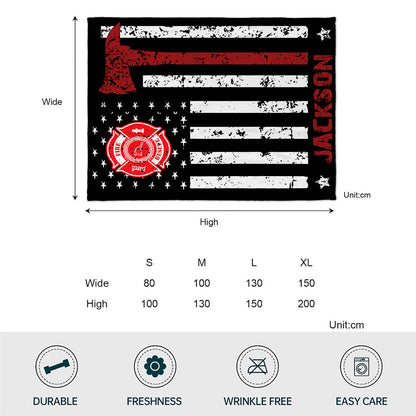 Proud Firefighter - Firefighter gift for him, dad, husband, son - Personalized Blanket