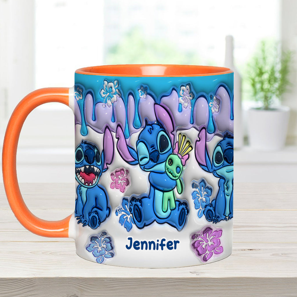Blue Ohana Hugging - Personalized Ohana Accent Mug