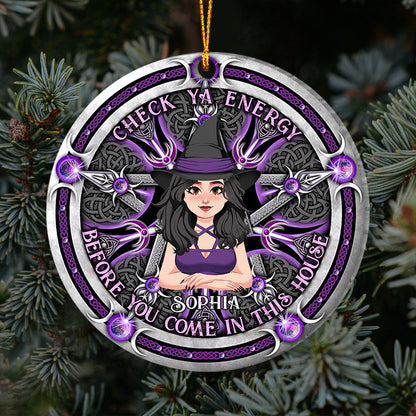 Check Ya Energy - Personalized Witch Ornament
