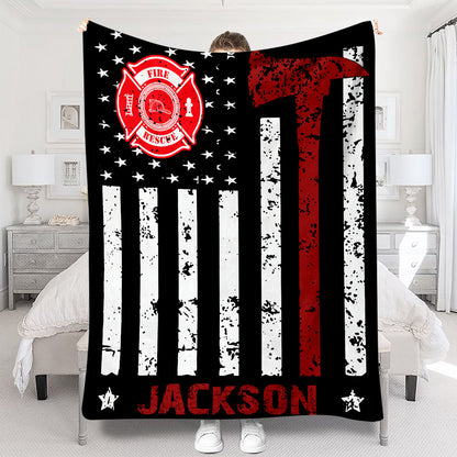 Proud Firefighter - Firefighter gift for him, dad, husband, son - Personalized Blanket