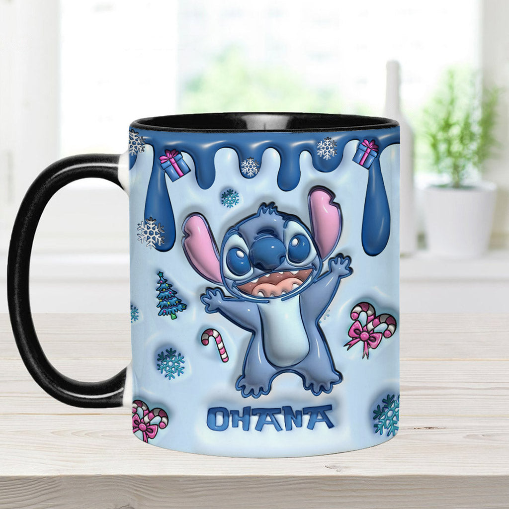 Ohana Blue Inflated Merry Stitchmas - Ohana Accent Mug