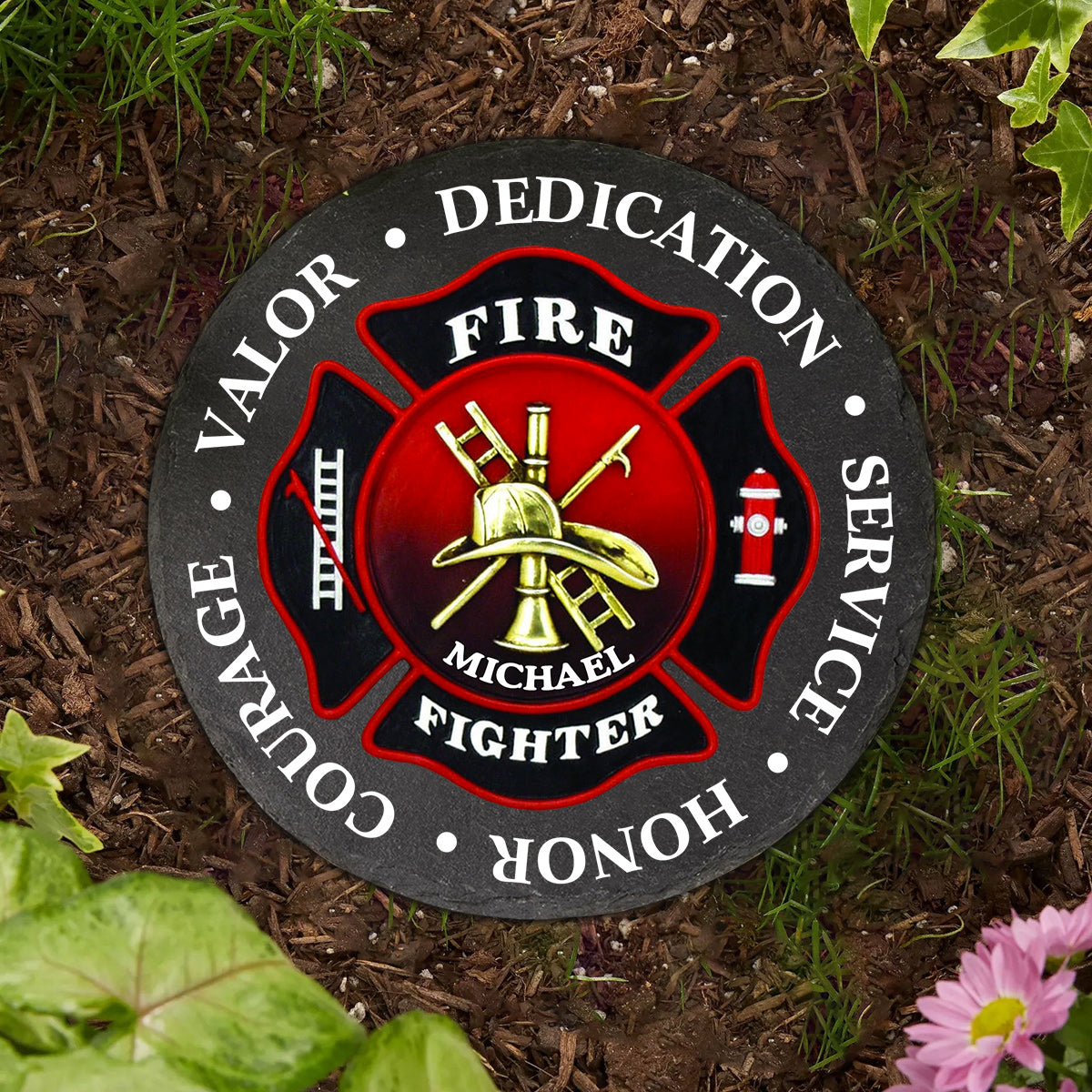 Honor Firefighter - Firefighter gift for him, father, husband, son - Personalized Round Shaped Stone