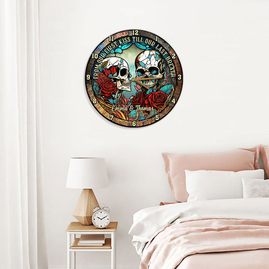 From Our First Kiss - Personalized Skull Wall Clock