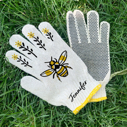Love Gardening Bee Radish Lavender Carrot - Personalized Gardening Garden Gloves
