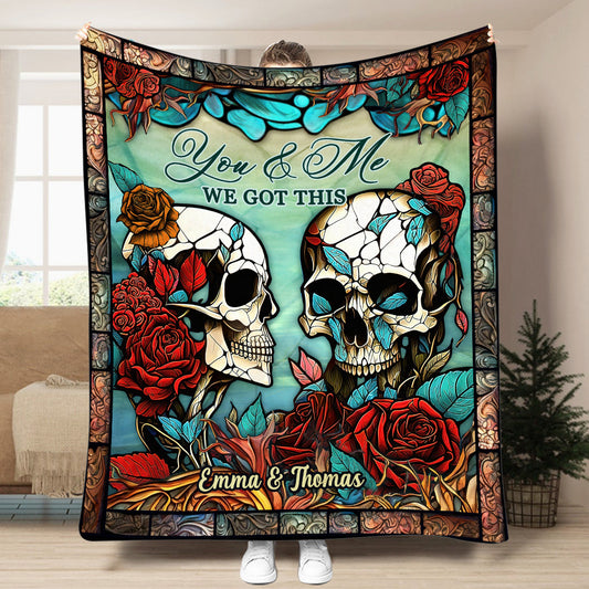 Skull Couple - Personalized Skull Blanket
