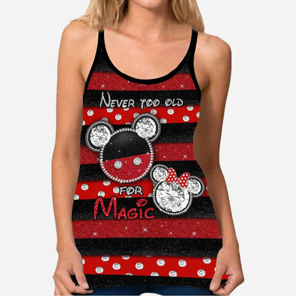Never Too Old For Magic Mouse Ears - Cross Tank Top With 3D Pattern Print
