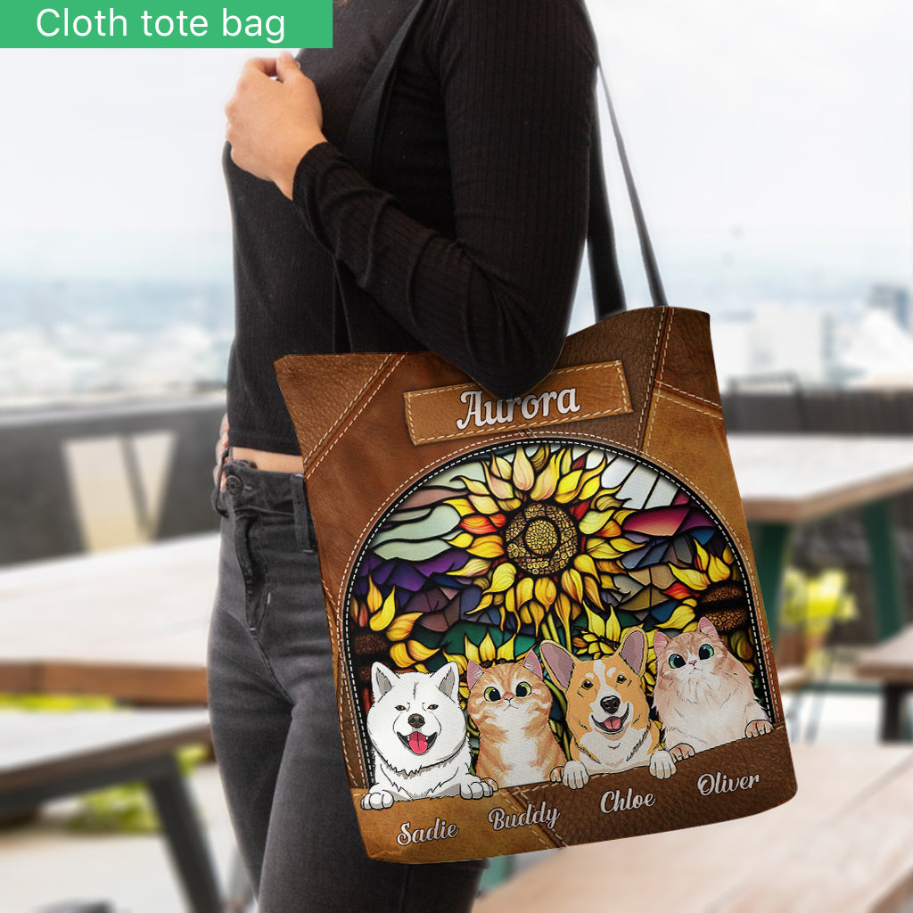 You Are My Sunshine Sunflower Stained Glass - Personalized Dog Tote Bag