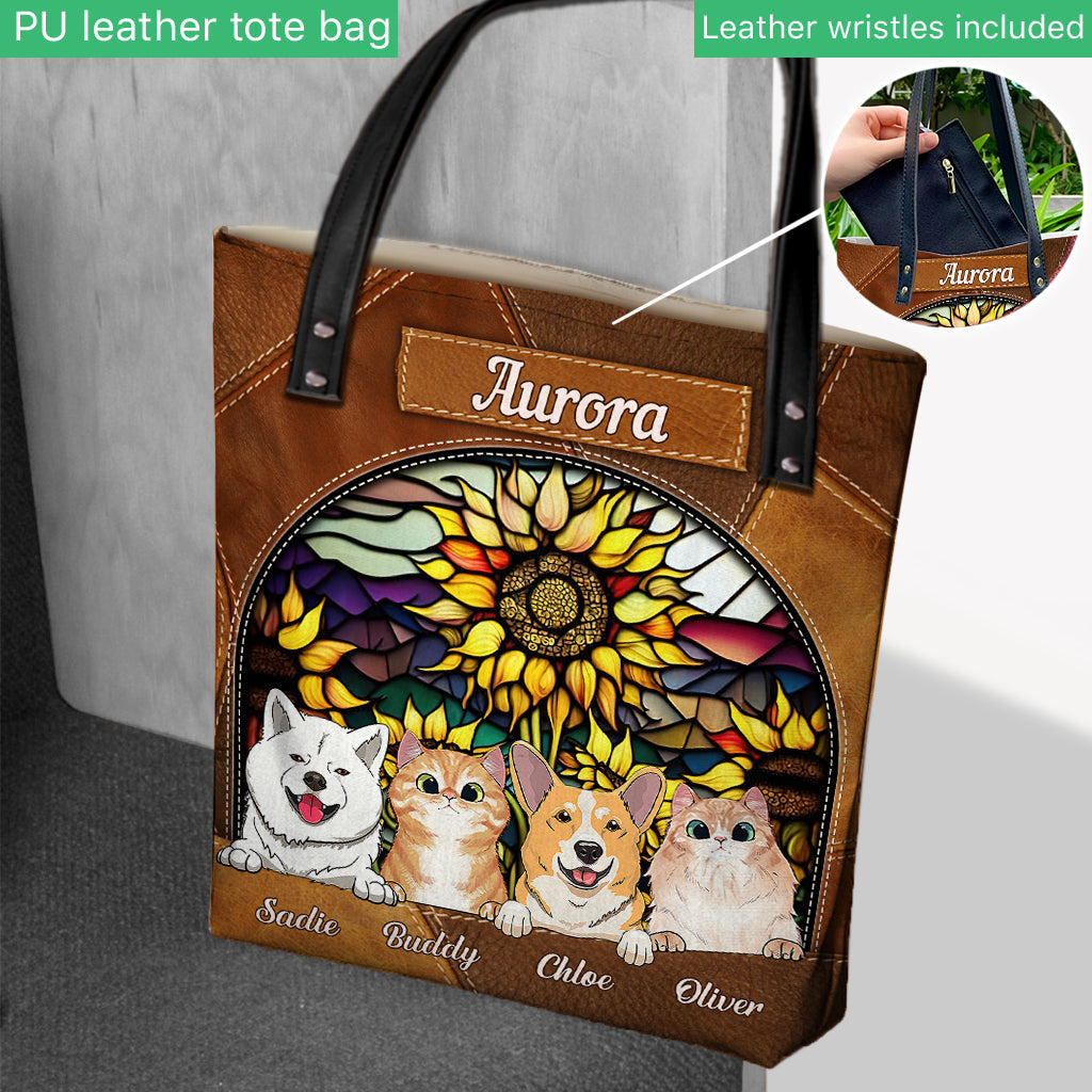 You Are My Sunshine Sunflower Stained Glass - Personalized Dog Tote Bag