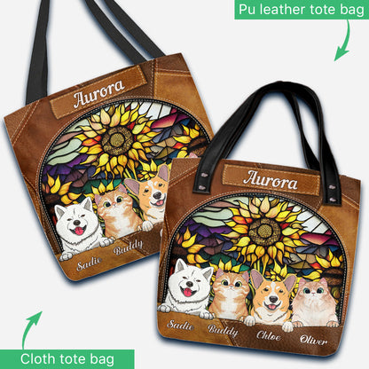 You Are My Sunshine Sunflower Stained Glass - Personalized Dog Tote Bag